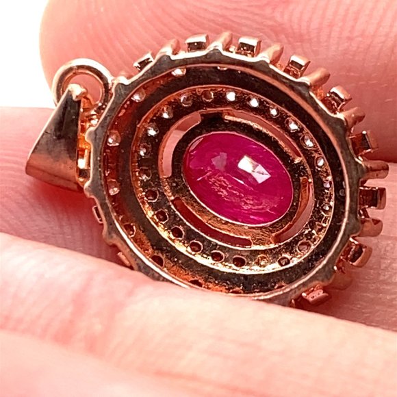 Jegdalek Ruby .94ct Rose Gold Finish Solid 925 Sterling Silver Pendant - Picture 8 of 8